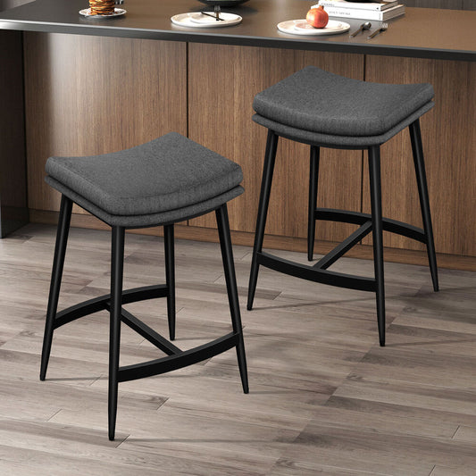 ALFORDSON 2x Bar Stools 66cm Kitchen Counter Fabric Dining Chairs Dark Grey