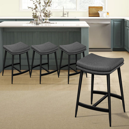 ALFORDSON 4x Bar Stools 66cm Kitchen Counter Fabric Dining Chairs Dark Grey