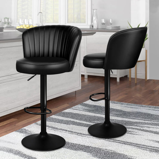 2x ALFORDSON Bar Stools Widened Backrest All Black