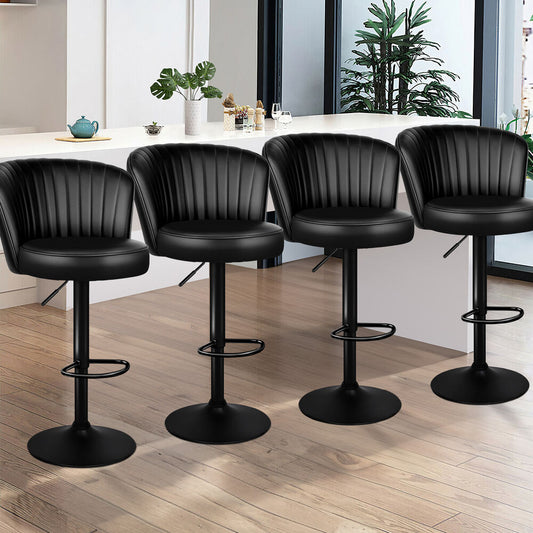 4x ALFORDSON Bar Stools Widened Backrest All Black