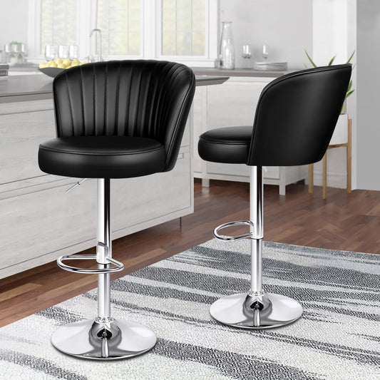 2x ALFORDSON Bar Stools Widened Backrest Black