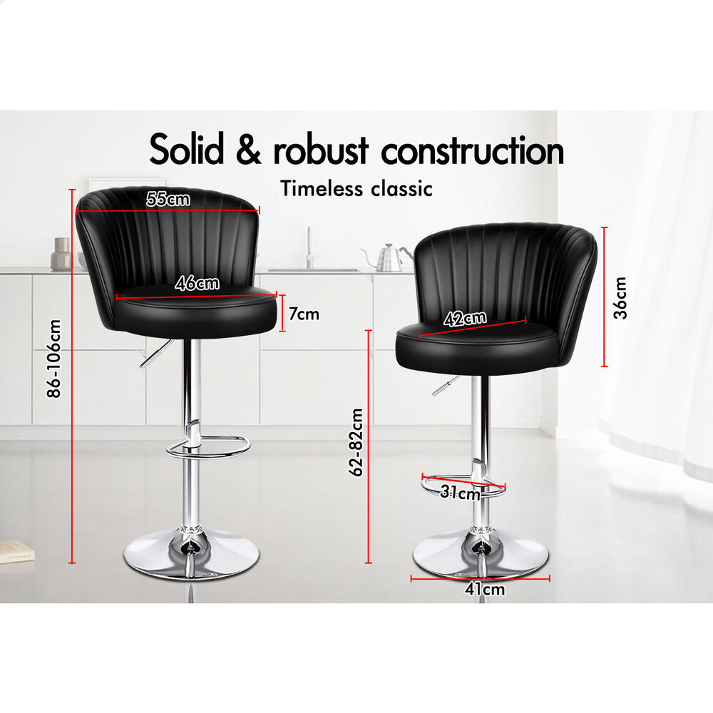2x ALFORDSON Bar Stools Widened Backrest Black