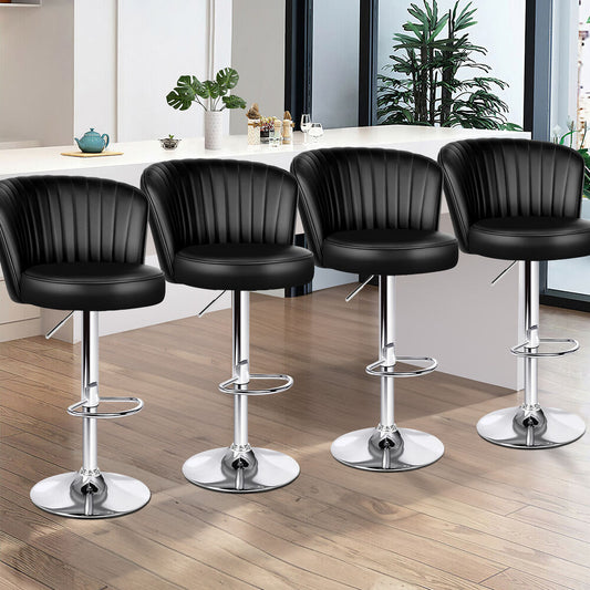 4x ALFORDSON Bar Stools Widened Backrest Black