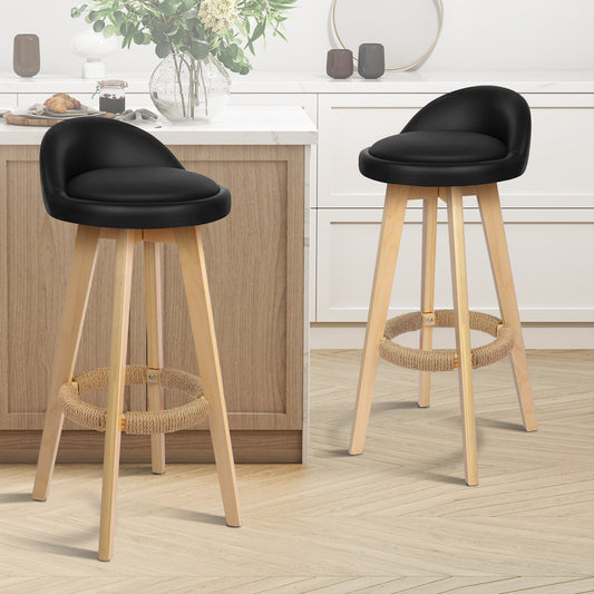 2x ALFORDSON Bar Stools Liam Wooden Black