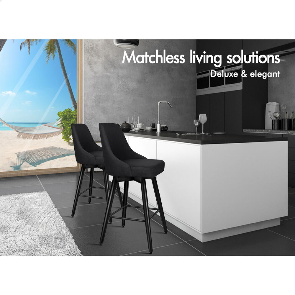 2x ALFORDSON Bar Stools Megan Swivel Metal All Black