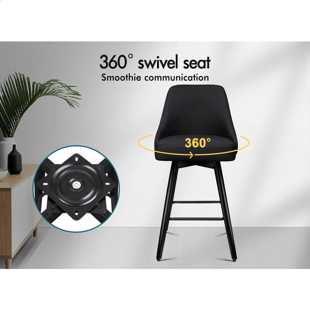 2x ALFORDSON Bar Stools Megan Swivel Metal All Black