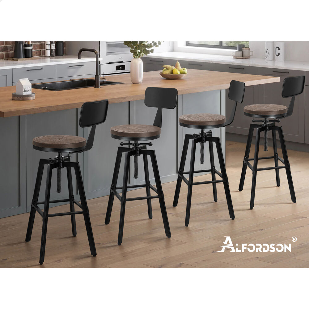 ALFORDSON Bar Stool Ezra Backrest Industrial Black