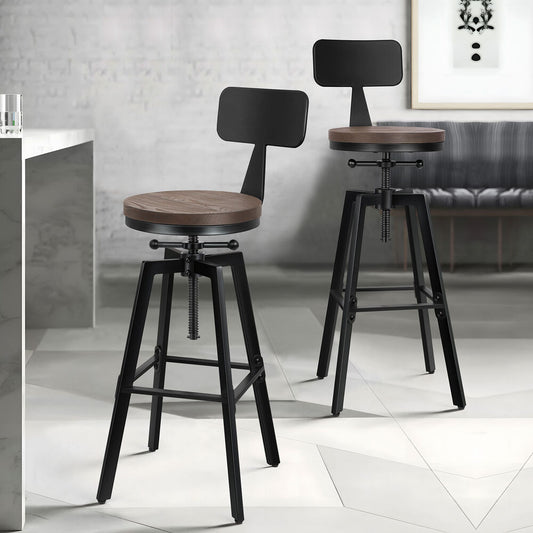 ALFORDSON Bar Stool Ezra Backrest Industrial Black