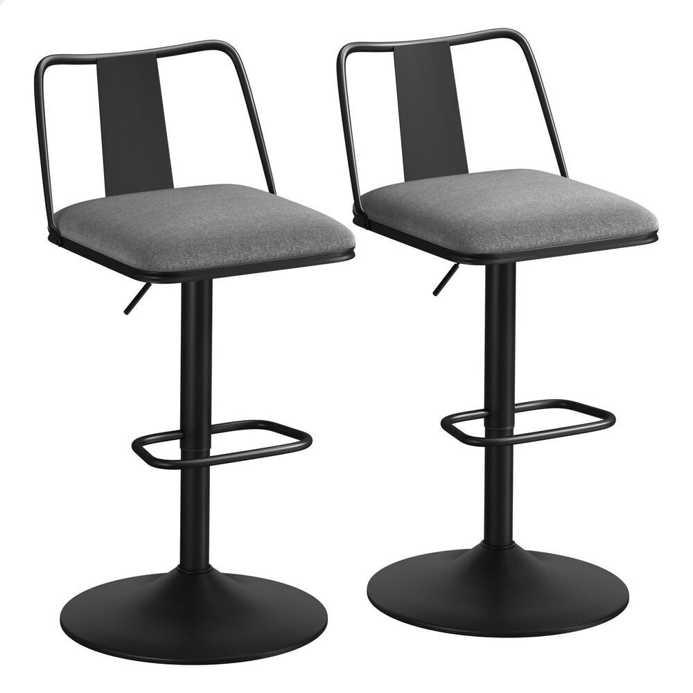 2x ALFORDSON Bar Stools Industrial Style Fabric Grey