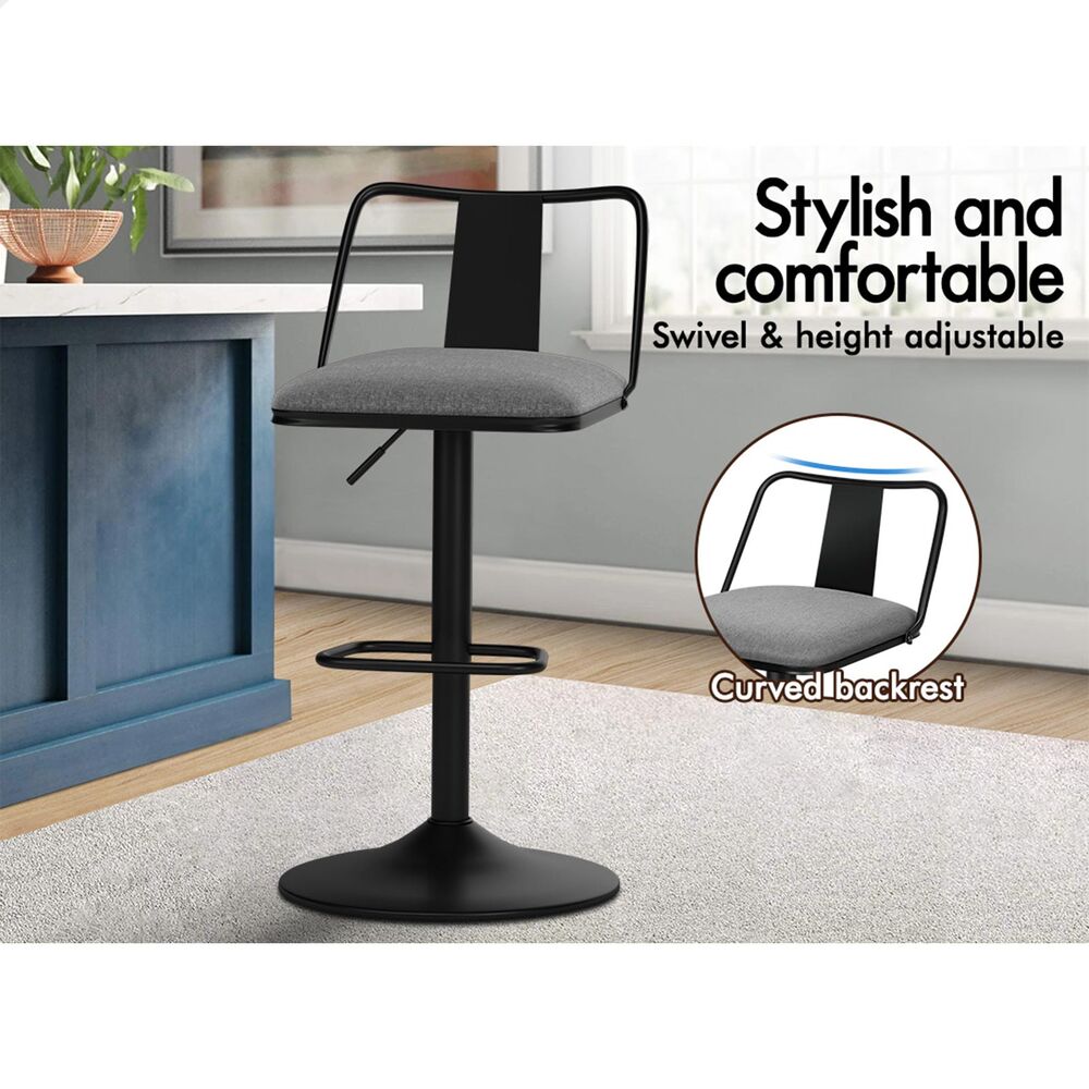 2x ALFORDSON Bar Stools Industrial Style Fabric Grey