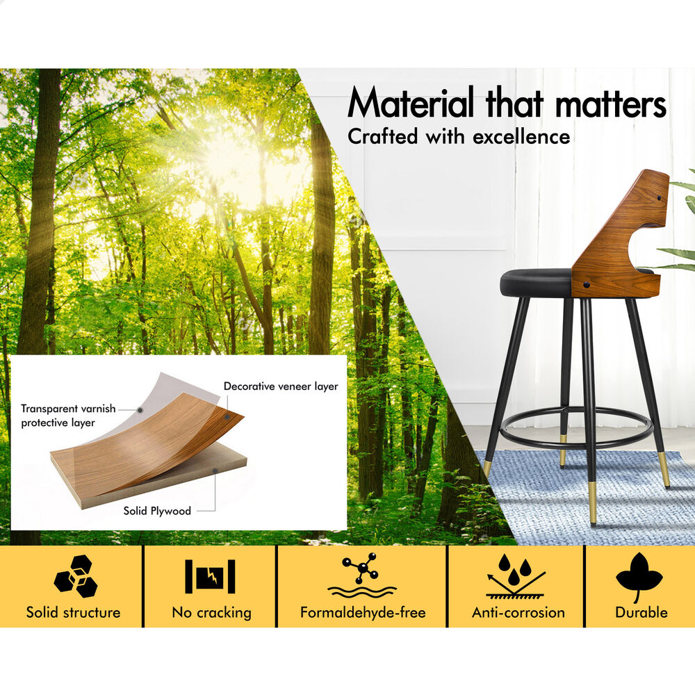 2x ALFORDSON Bar Stools Morgan Swivel Chairs Black