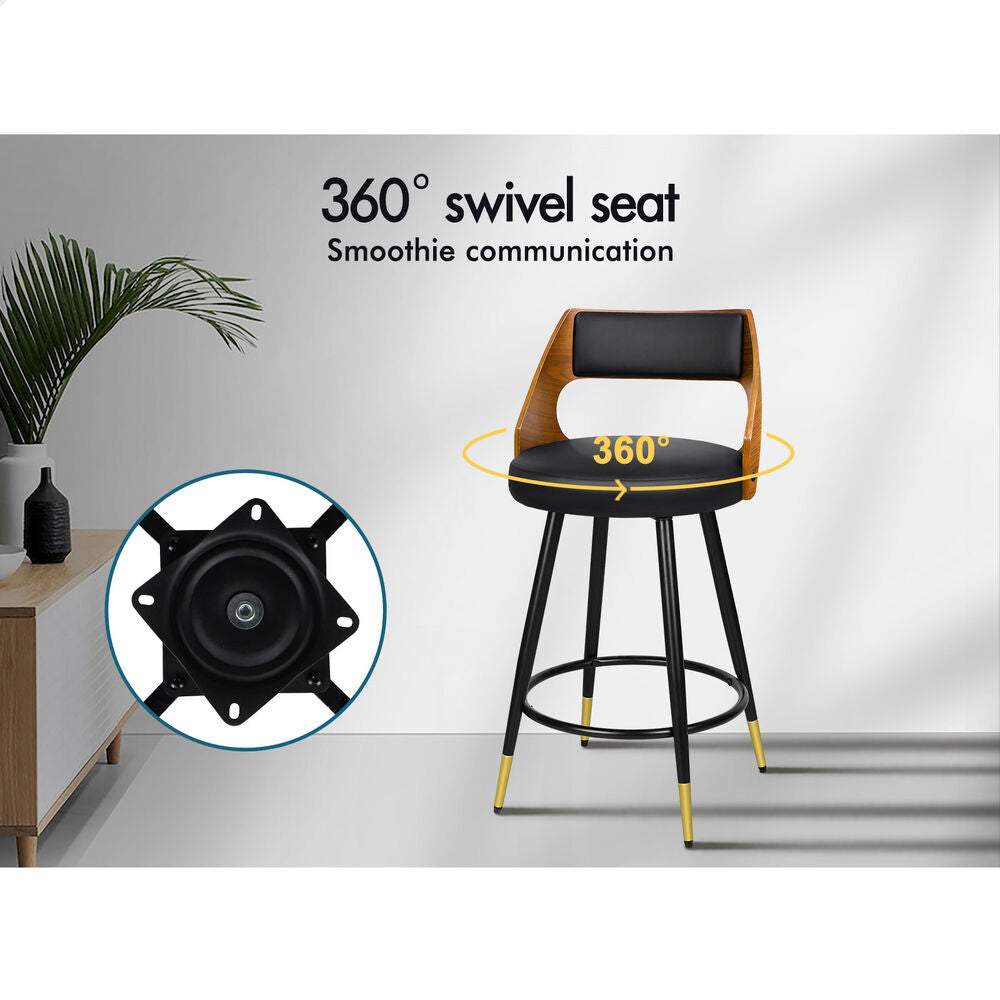 2x ALFORDSON Bar Stools Morgan Swivel Chairs Black