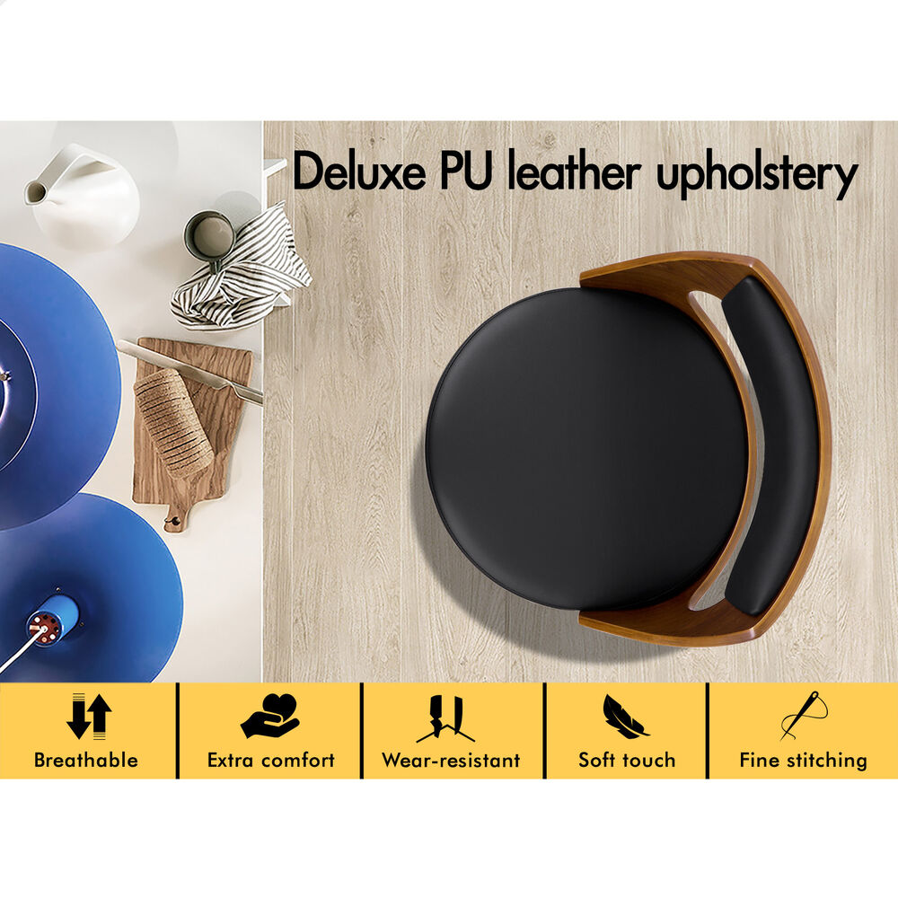 2x ALFORDSON Bar Stools Morgan Swivel Chairs Black