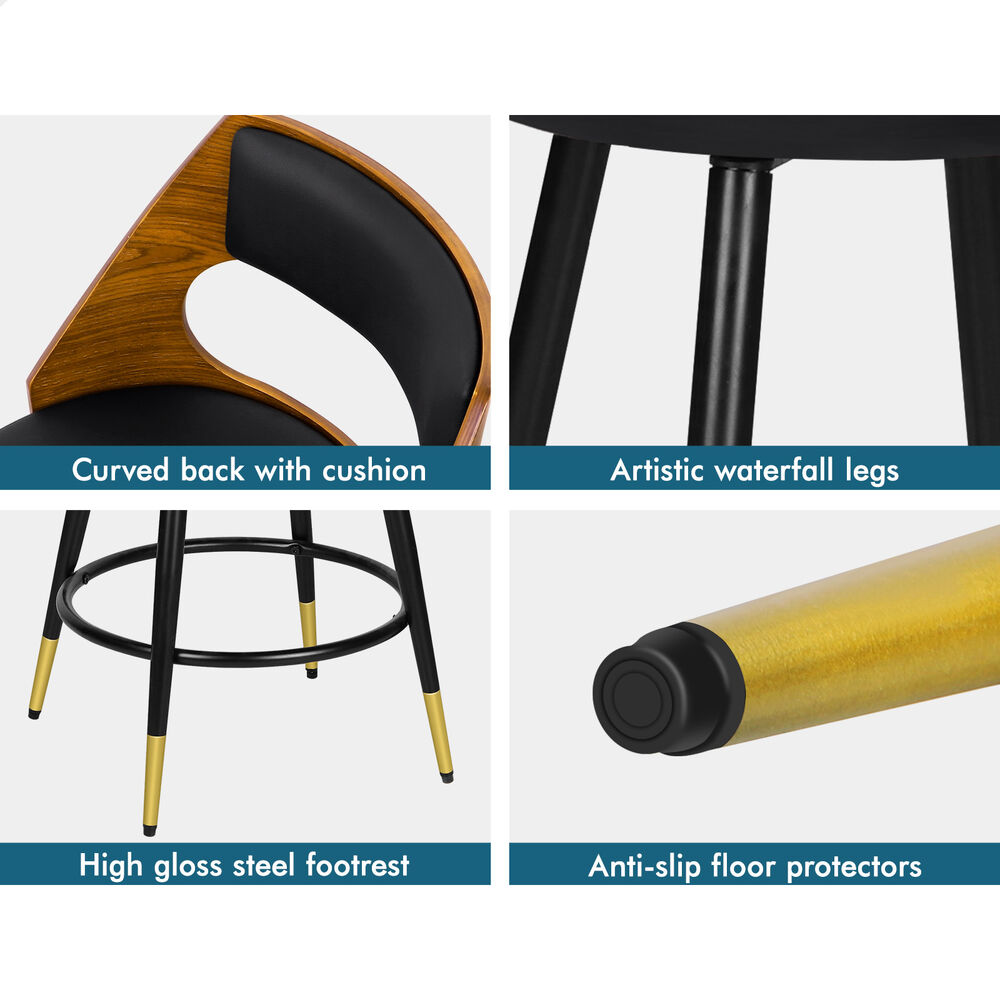 2x ALFORDSON Bar Stools Morgan Swivel Chairs Black