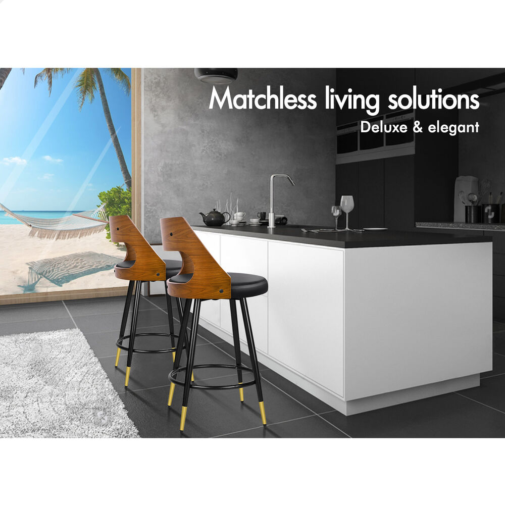 4x ALFORDSON Bar Stools Morgan Swivel Chairs Black