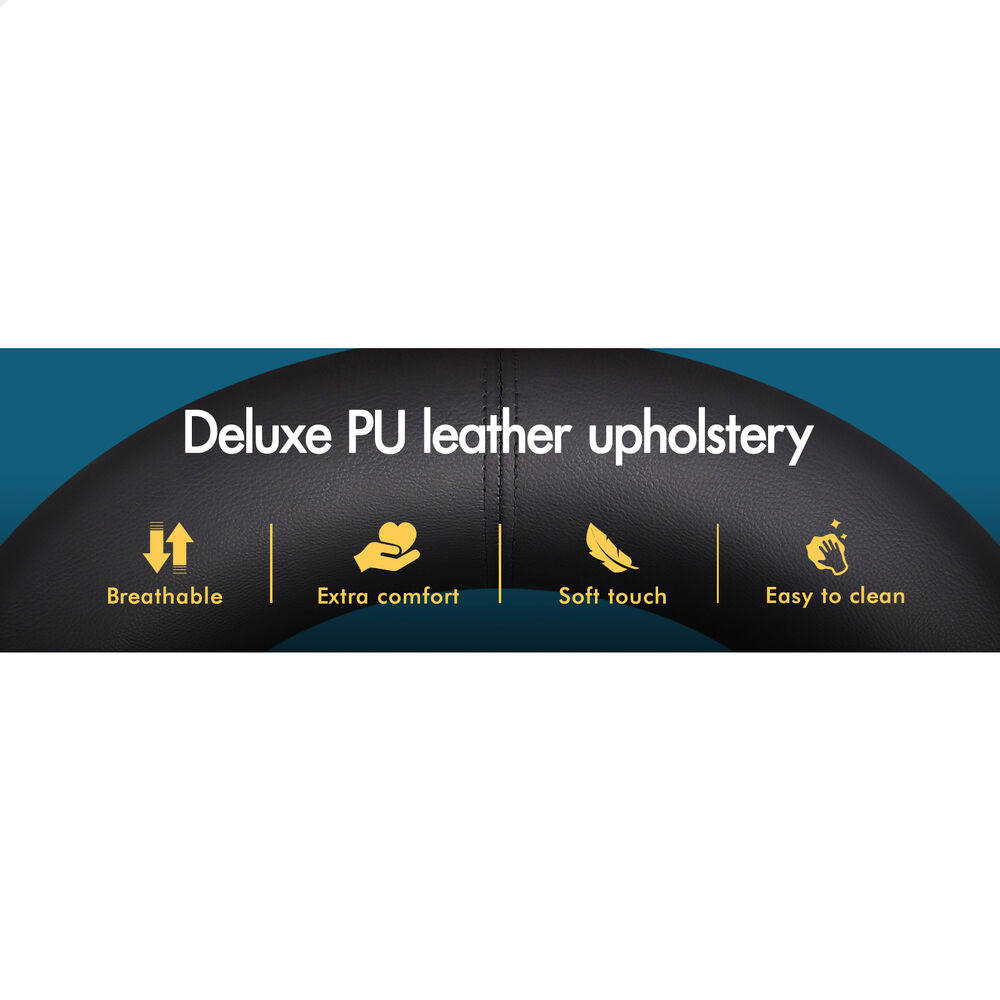 ALFORDSON 2x Bar Stools Ovadia Kitchen Swivel Chair Leather Gas Lift All Black