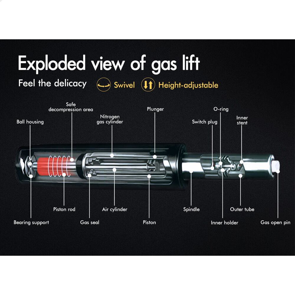 ALFORDSON 2x Bar Stools Ovadia Kitchen Swivel Chair Leather Gas Lift All Black