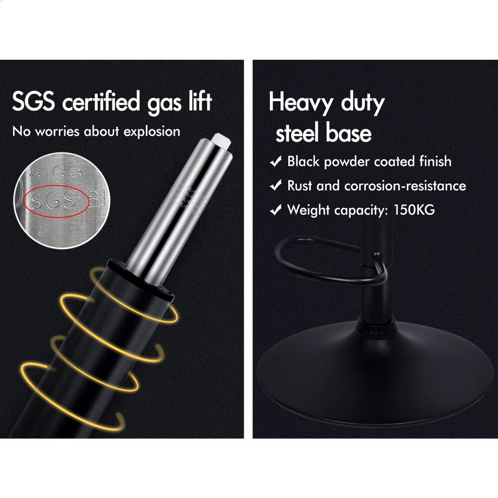 ALFORDSON 4x Bar Stools Ovadia Kitchen Swivel Chair Leather Gas Lift All Black