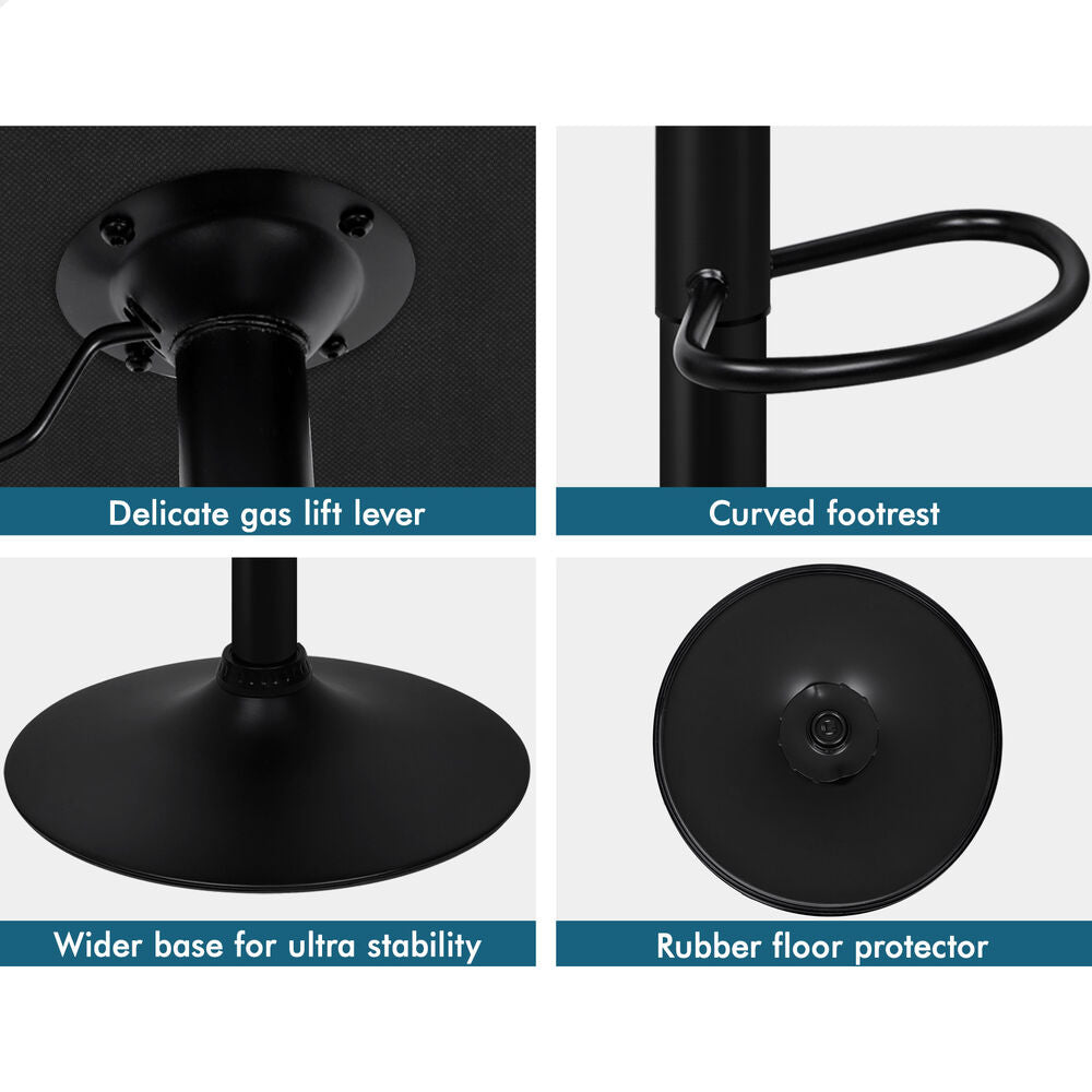 ALFORDSON 4x Bar Stools Ovadia Kitchen Swivel Chair Leather Gas Lift All Black