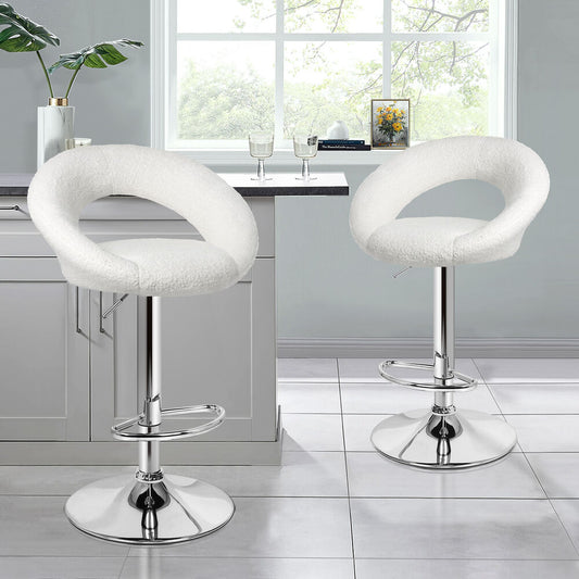 ALFORDSON 2x Bar Stools Ovadia Kitchen Swivel Chair Boucle Gas Lift White
