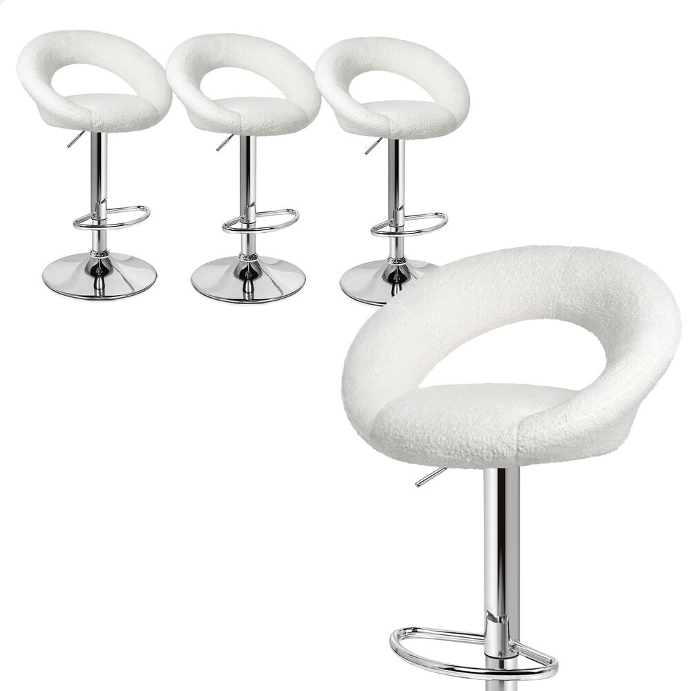 ALFORDSON 4x Bar Stools Ovadia Kitchen Swivel Chair Boucle Gas Lift White