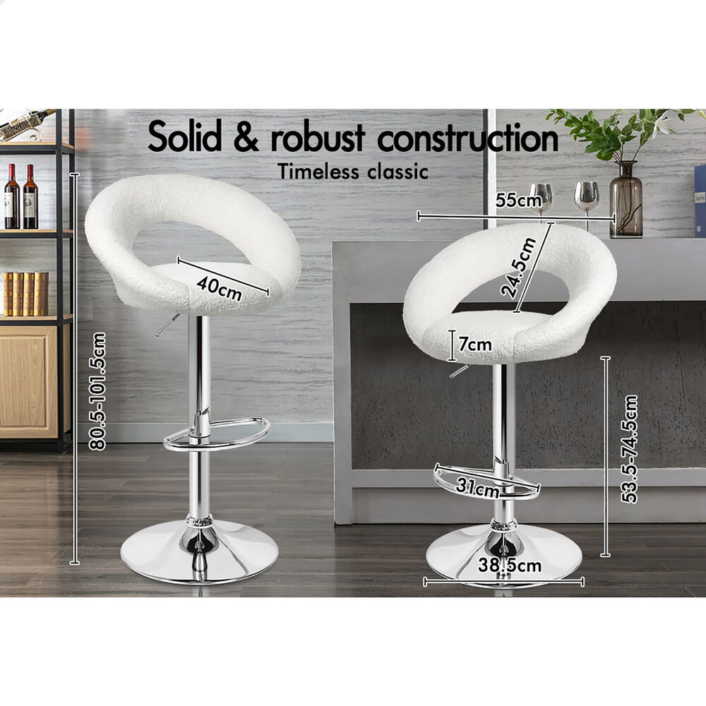 ALFORDSON 4x Bar Stools Ovadia Kitchen Swivel Chair Boucle Gas Lift White
