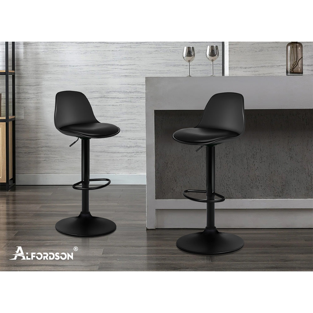 ALFORDSON 2x Bar Stools Kitchen Swivel Chair Leather Gas Lift Philip BLACK