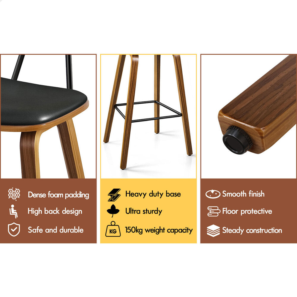 2x ALFORDSON Bar Stools Fiona Rattan Wooden Black