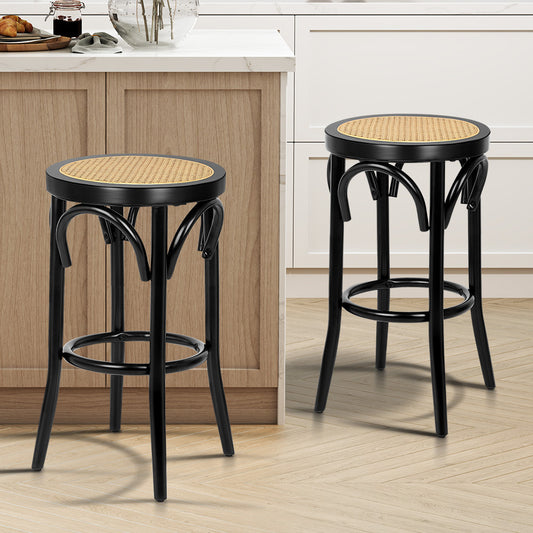 2x ALFORDSON Bar Stools Renata Rattan Black