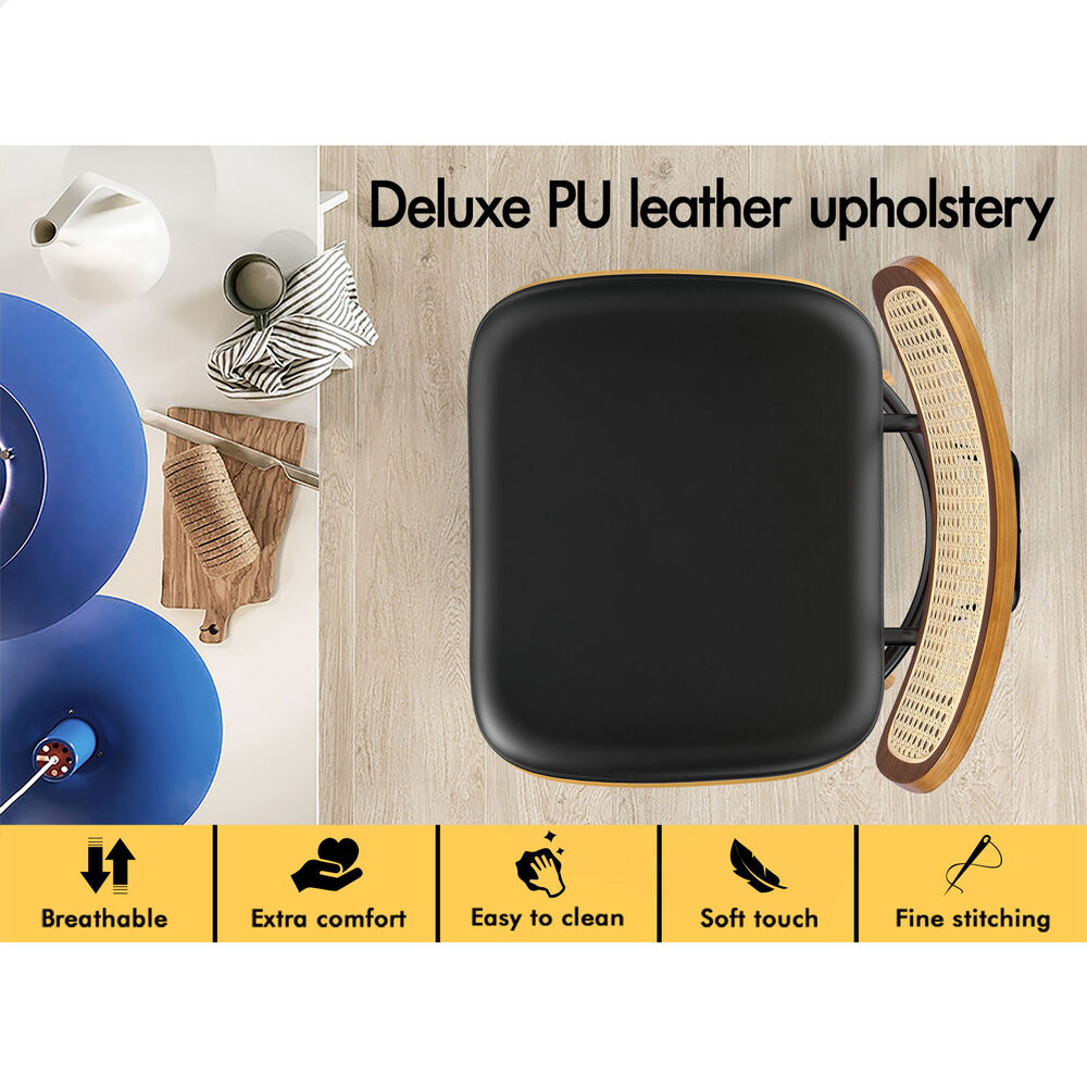 2x ALFORDSON Bar Stools Rattan Swivel Black