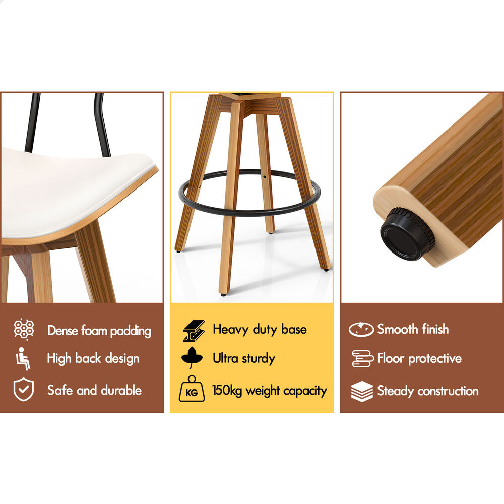 2x ALFORDSON Bar Stools Rattan Swivel White