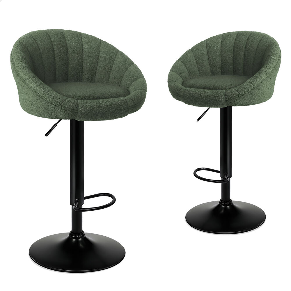 ALFORDSON 2x Bar Stools Gas Lift Sherpa Bar Chairs Kitchen Swivel Susan Green