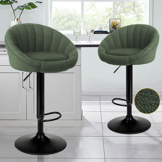 ALFORDSON 4x Bar Stools Gas Lift Sherpa Bar Chairs Kitchen Swivel Susan Green