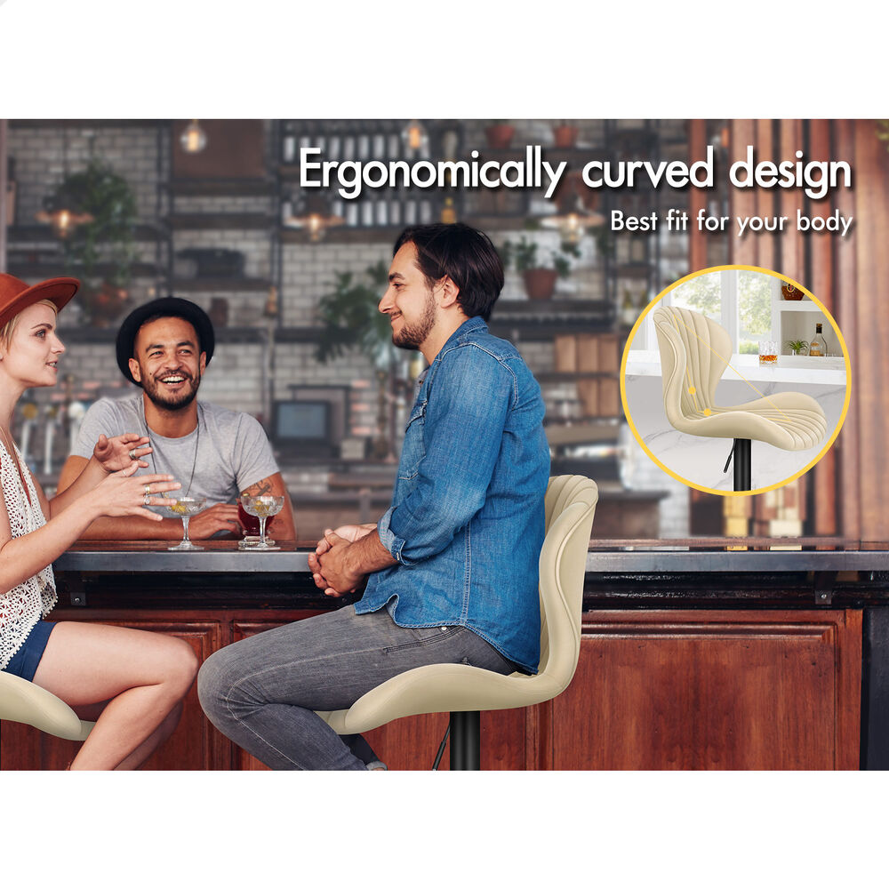 4x ALFORDSON Bar Stools Air Leather Beige