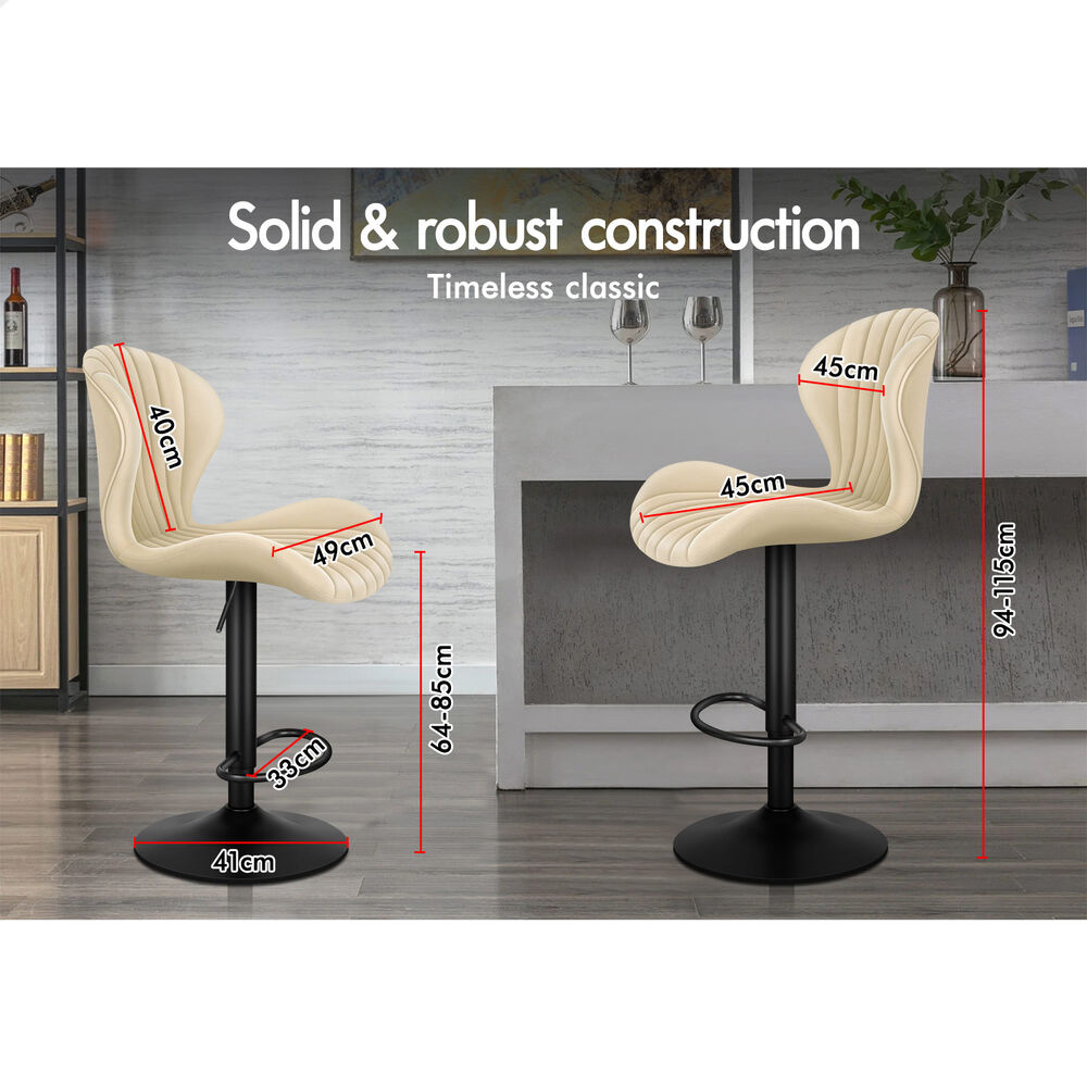 4x ALFORDSON Bar Stools Air Leather Beige