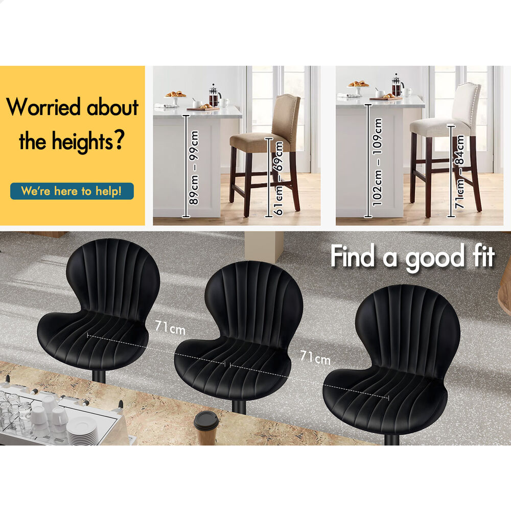 2x ALFORDSON Bar Stools High Back Black