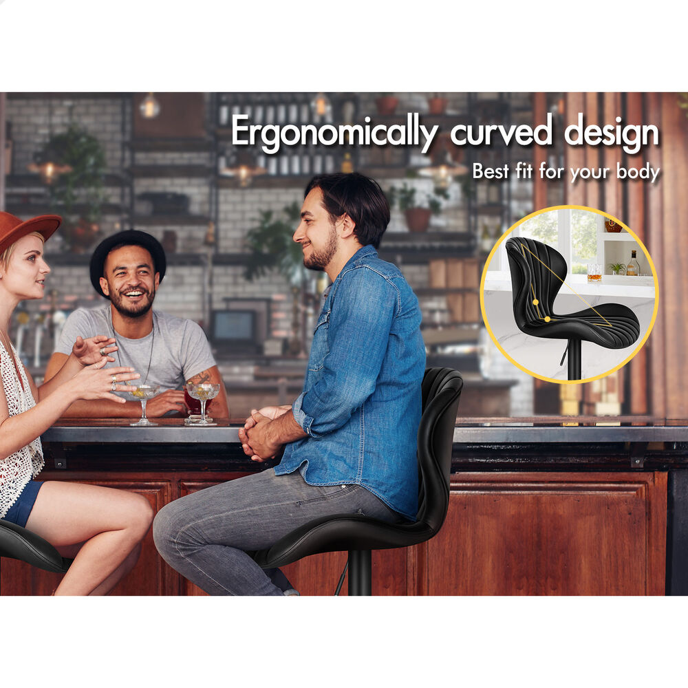 4x ALFORDSON Bar Stools Stella Leather Black
