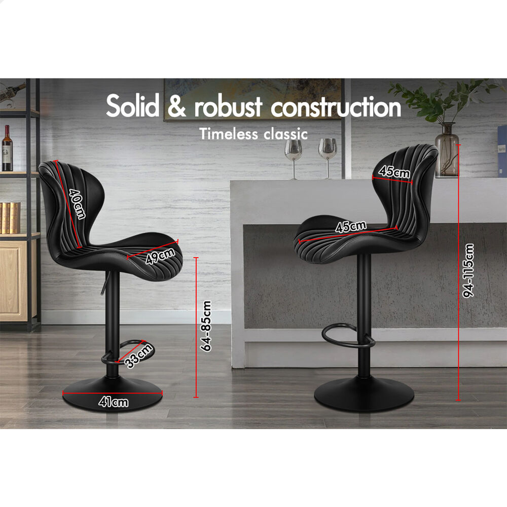 4x ALFORDSON Bar Stools Stella Leather Black