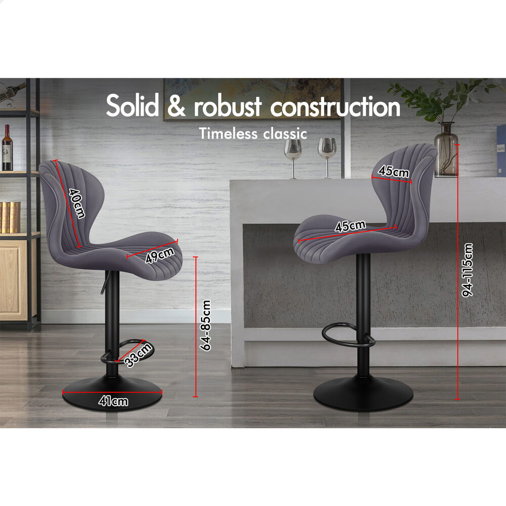 4x ALFORDSON Bar Stools Air Leather Grey