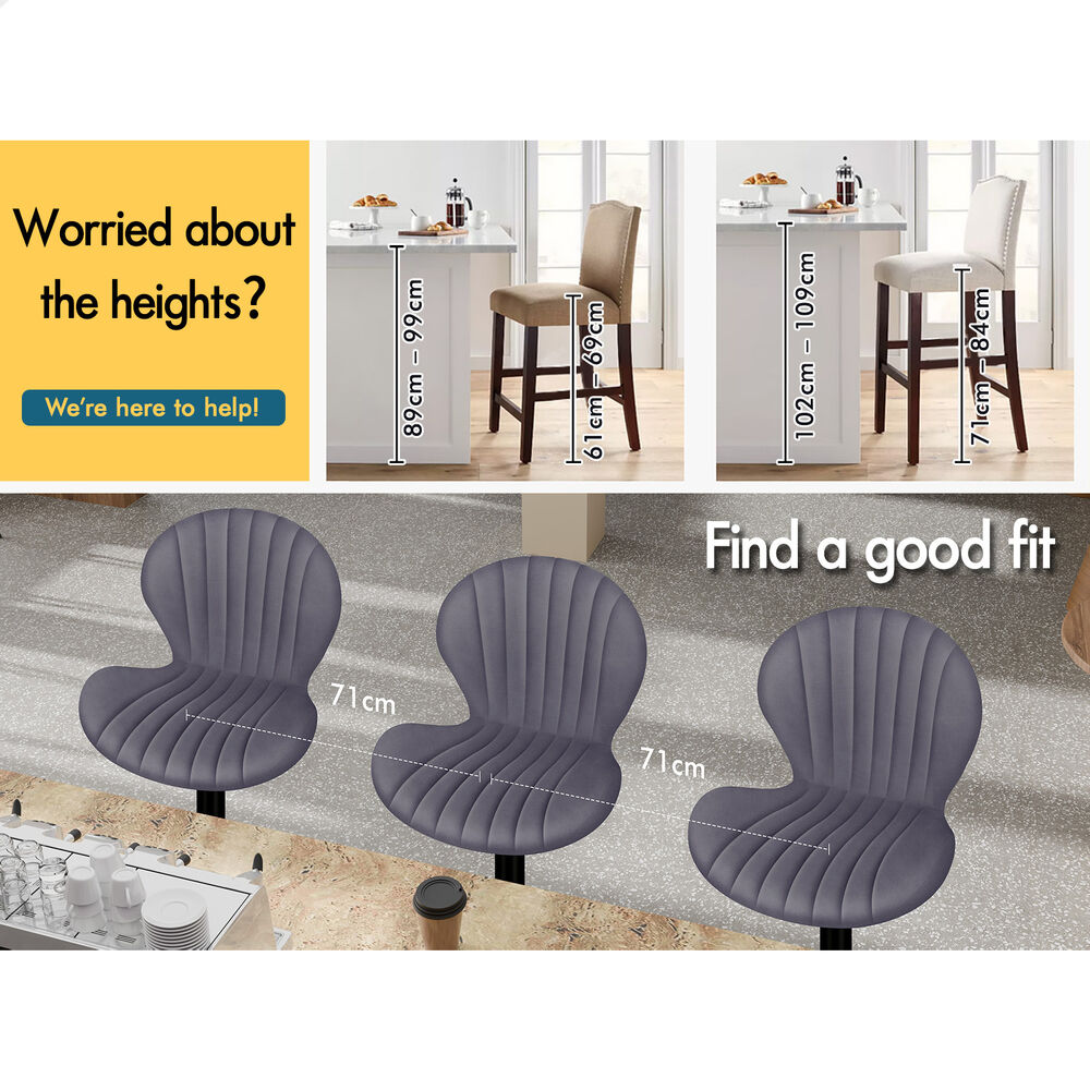 4x ALFORDSON Bar Stools Air Leather Grey
