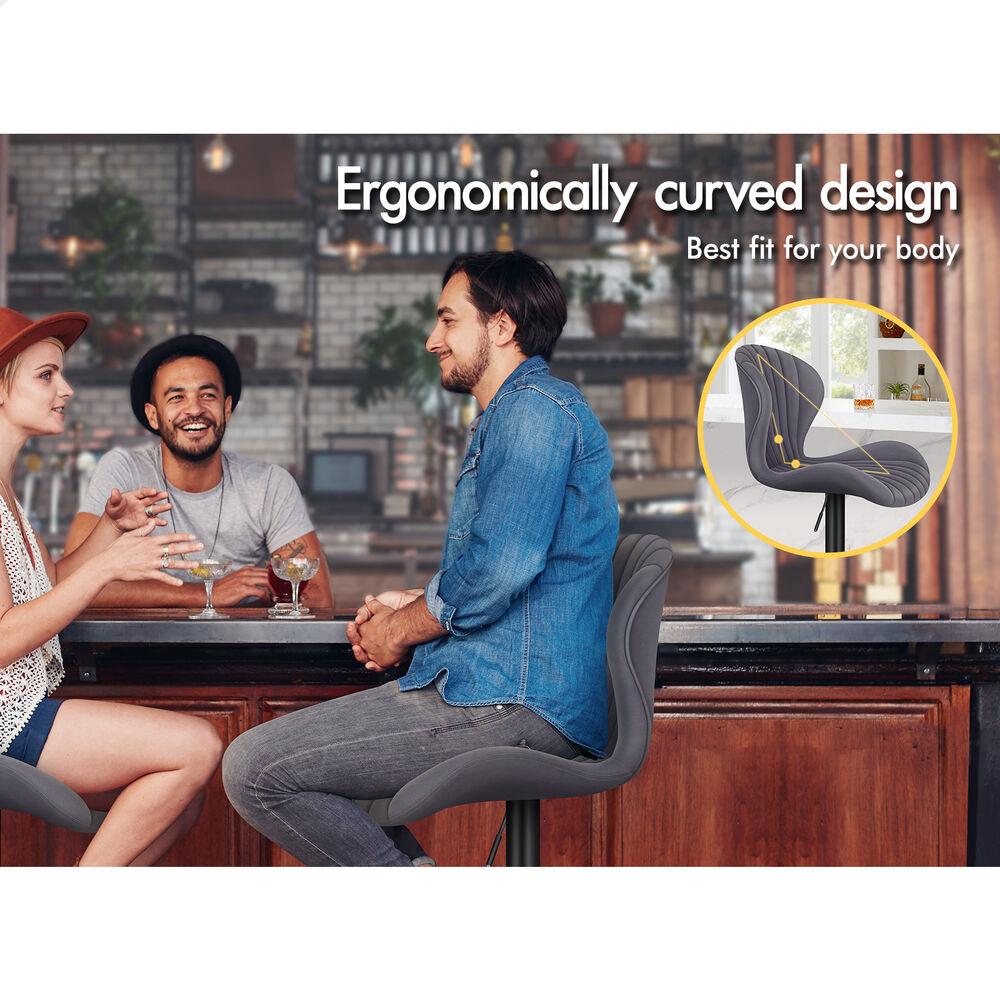 4x ALFORDSON Bar Stools Air Leather Grey
