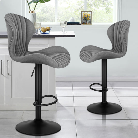 2x ALFORDSON Bar Stools High Back Fabric Grey