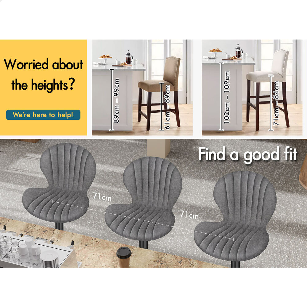 4x ALFORDSON Bar Stools Stella Fabric Grey
