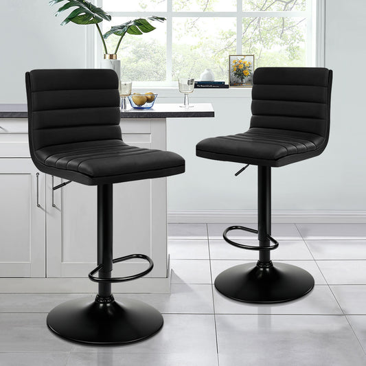 2x ALFORDSON Bar Stools Ruel Leather All Black