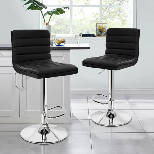 2x ALFORDSON Bar Stools Ruel Leather Black