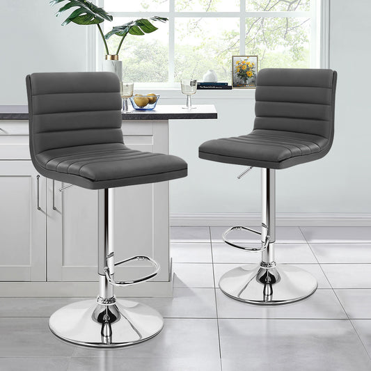 2x ALFORDSON Bar Stools Ruel Leather Grey