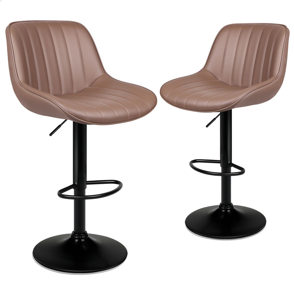 2x ALFORDSON Bar Stools Wendy Mid-back Brown