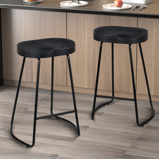 2x ALFORDSON Bar Stools 65cm Tractor Black