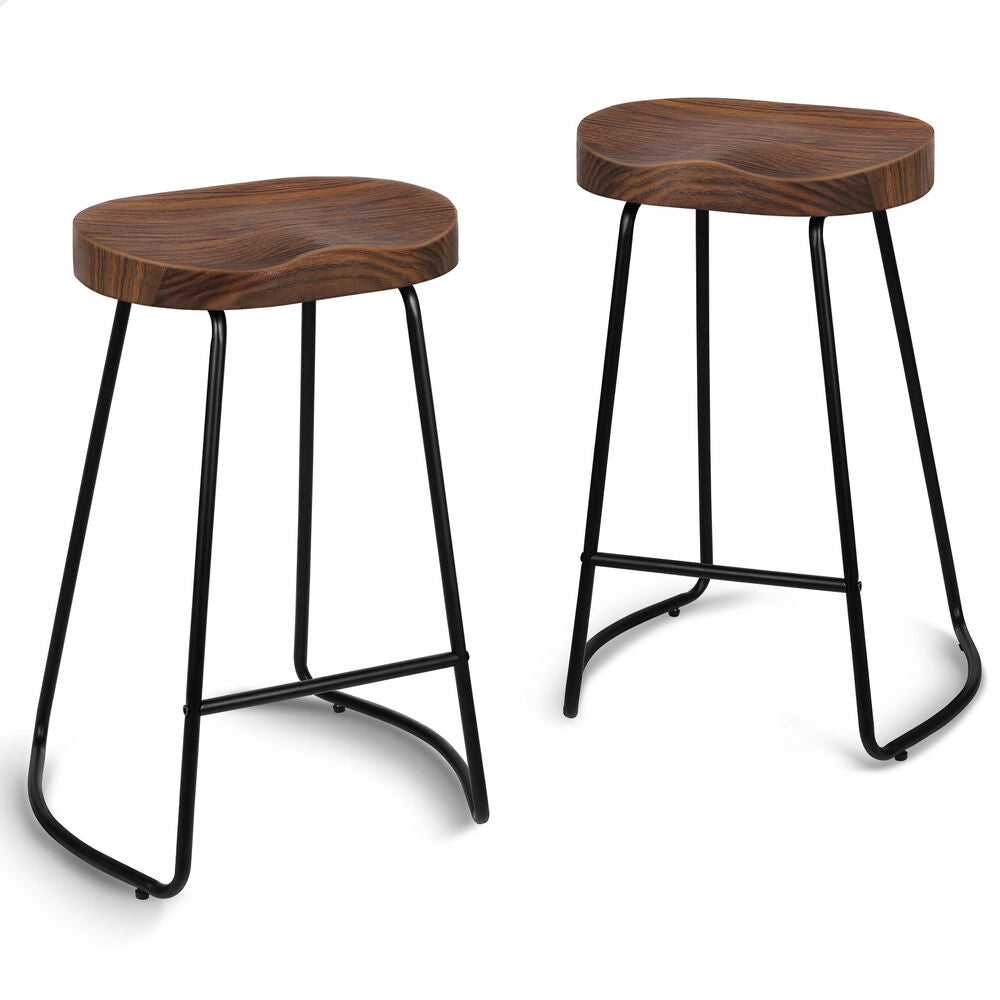 2x ALFORDSON Bar Stools 65cm Tractor Dark Wood