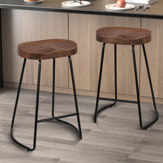 2x ALFORDSON Bar Stools 65cm Tractor Dark Wood